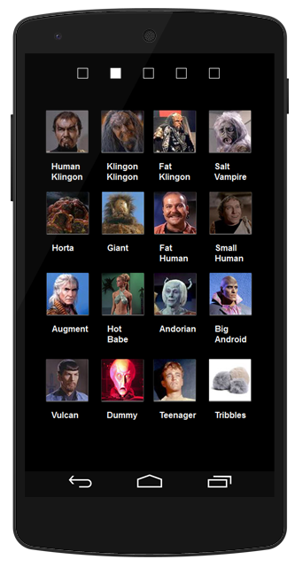 A screen showing pictures of all the different aliens I can choose to shoot at.
